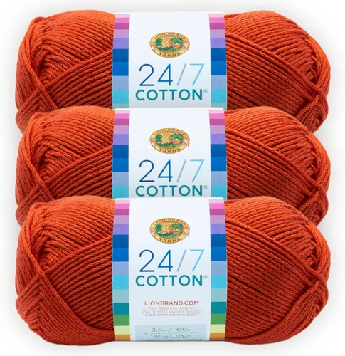 Miniatura 41 de Lion Brand Yarn, Hilo ligero mercerizado de algodón 24/7 para tejer, ganchillo y manualidades, Almirante, 1 paquete, 185 yardas de fibra natural