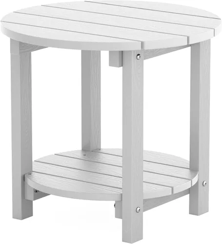 Miniatura 13 de YEFU Adirondack - Mesa auxiliar doble para exteriores, de 18 pulgadas, mesa auxiliar de madera de polietileno, resistente a la intemperie para Negro
