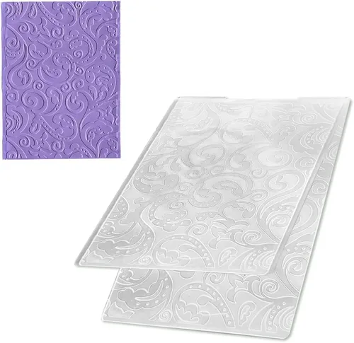 Miniatura 6 de Hying Carpeta de estampado de fondo con textura 3D con estampado de flores, plantilla de carpeta de plástico para hacer tarjetas, álbumes