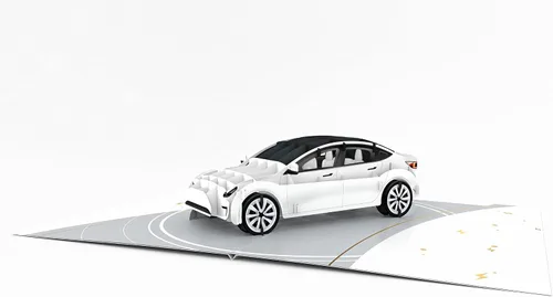 WOWPAPERART Tarjeta de felicitación 3D desplegable para nuevos propietarios de Tesla Model 3, amor, cumpleaños, Navidad, felicitaciones, sorpresa,