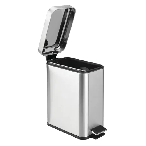 Miniatura 7 de mDesign Cubo de basura rectangular con apertura lateral - Acero inoxidable cepillado
