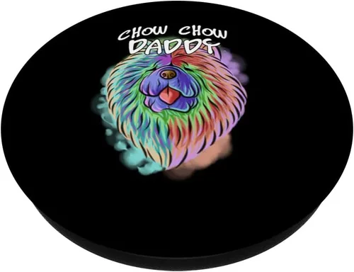 Miniatura 2 de Colorful Pop Art Portrait Chow Chow Dog Dad Father's Day PopSockets Swappable PopGrip