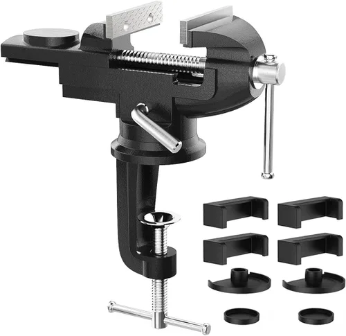 Miniatura 12 de Housolution Abrazadera Universal de Mesa de 3 Pulgadas, Base Giratoria de 360°, Abrazadera de Banco para el Hogar, Abrazadera de Tornillo de Banco