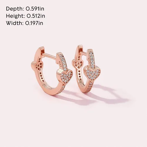 Miniatura 5 de Pandora Aretes de aro con corazones atractivos de rosas, Metal, N A