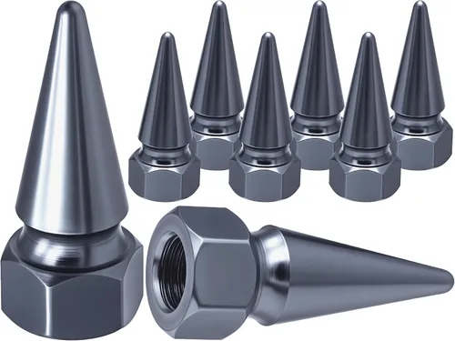 Miniatura 25 de 4 piezas de tapas de válvula de rueda con forma de punta, tapa de aire de aluminio para automóviles, cubiertas universales de válvula de rueda a