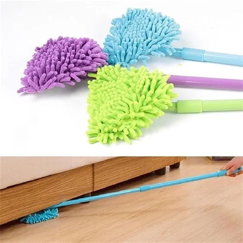 Miniatura 2 de Nuevo trapeador giratorio y ajustable triangular con 180 grados para mojado y seco con mango largo extensible, 2 cabezales de fregona reutilizables