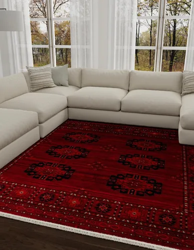 Miniatura 7 de Unique Loom Tekke Collection - Alfombra de área - Khabour (2' 7" x 12' corredor rojo/negro)