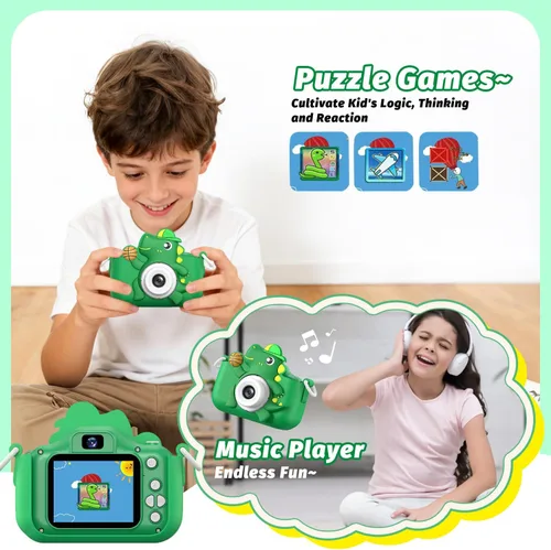 Miniatura 6 de Juguete de cámara para niños, cámara de juguetes de dinosaurio masterbee para niños de 3 a 12 años, regalos de Navidad/cumpleaños para niños y Verde