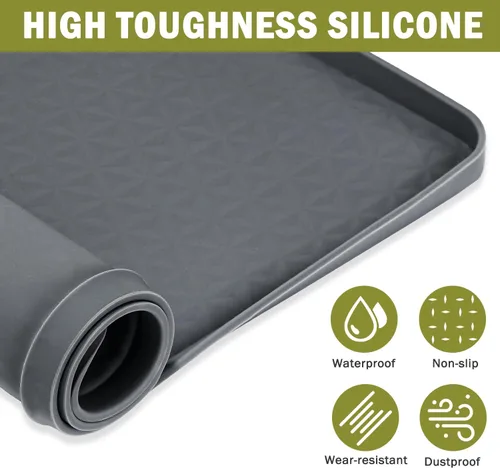 Miniatura 3 de 2 fundas para lavadora y secadora para la parte superior de silicona de 25.6 x 25.6 pulgadas, impermeable, cubierta de encimera, cubierta Gris