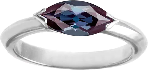Foreverblings Anillo de alejandrita con forma de marquesa, anillo de piedra que cambia de color, regalo para su piedra natal de junio, anillo