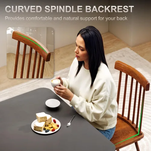 Miniatura 3 de HOMCOM Juego de 4 sillas de comedor Windsor, sillas de cocina de madera estilo granja con estructura de madera de goma y respaldo de aspas para Negro