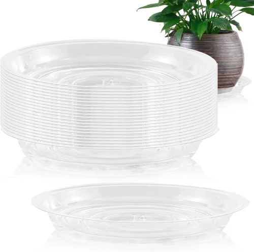 Miniatura 25 de Paquete de 30 platillos transparentes para plantas en interiores (4, 6, 8, 10, 12 pulgadas) platillos para macetas para plantas en maceta, juego