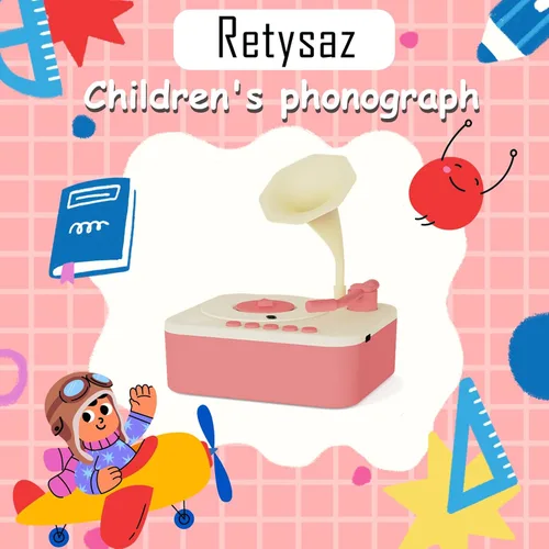 Miniatura 2 de Fonógrafo para niños con 96 tarjetas, reproductor de música de cuentos para niños de 3 a 6 años, juguete sensorial musical para niños y niñas, Rosa