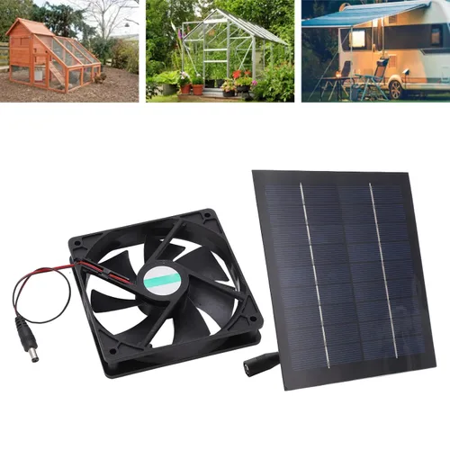 Miniatura 3 de Kit de ventilador de panel solar, ventilador de escape de 20 W para cocinas, invernaderos, casas de mascotas, gallineros, remolques, material ABS