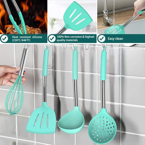 Miniatura 6 de Umite Chef - Juego de utensilios de cocina de silicona, 15 piezas, antiadherentes, los mejores utensilios de cocina de cocina con mango de acero