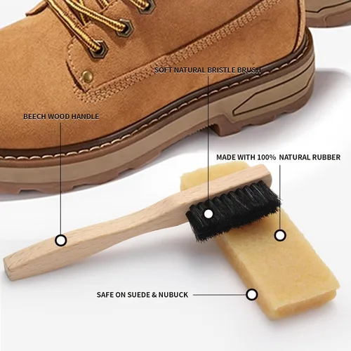 Miniatura 3 de Kit de limpieza de gamuza de 3 piezas para limpiador de gamuza y cepillo de nobuk cepillo limpiador de zapatos de gamuza y borrador de manchas