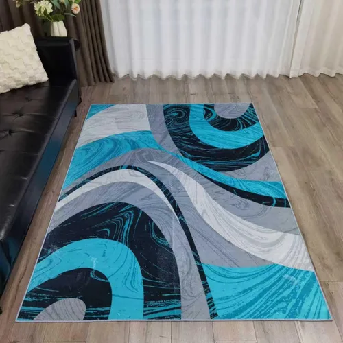 Miniatura 22 de Yafa Home Fashion Alfombra moderna y contemporánea con diseño de remolinos, lujosa, elegante y moderna (negro/gris, 2 pies x 3 pies)
