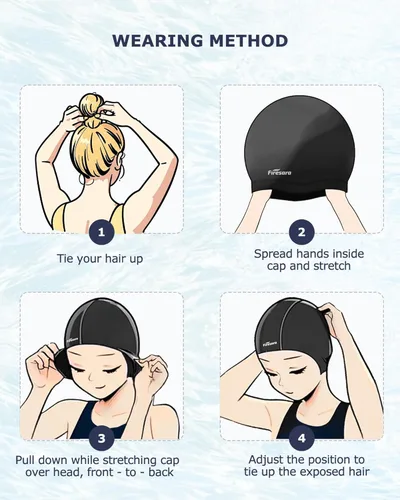 Miniatura 4 de Firesara Gorra de natación, gorra de natación original actualizada 3D, diseño ergonómico cómodo, duradero, protección para los oídos, para mujeres