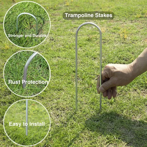Miniatura 7 de Anclas de Estacas de Trampolín de Servicio Pesado para Vientos Fuertes Tipo U con Puntas Agudas Anclajes de Suelo de Seguridad de Acero Galvanizado