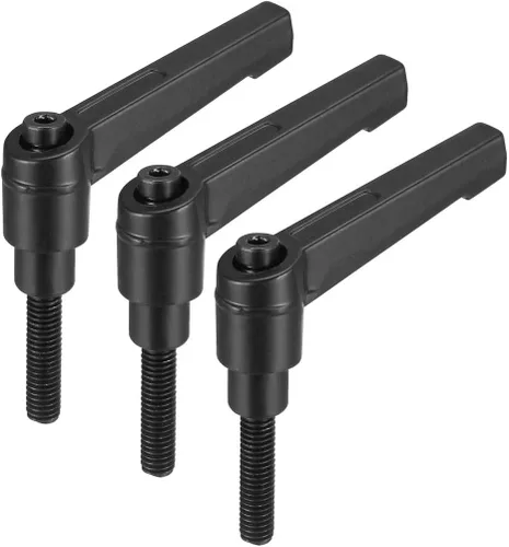Miniatura 9 de uxcell M6 x 0.787 in Mango de palanca de sujeción ajustable Rosca Botón de trinquete macho roscado Perillas de bloqueo Tornillo giratorio Perno