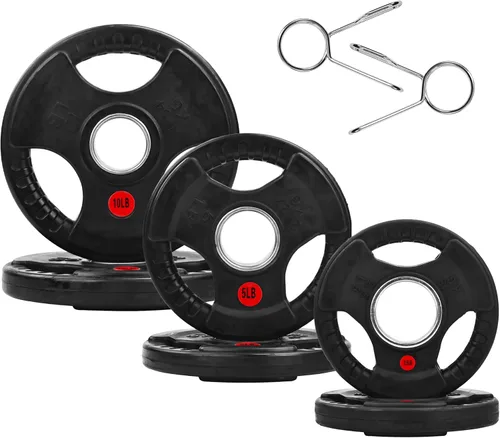 Miniatura 10 de Fitvids - Disco de pesas de hierro fundido olímpico de 2 pulgadas para entrenamiento de fuerza y levantamiento de pesas para gimnasio en casa