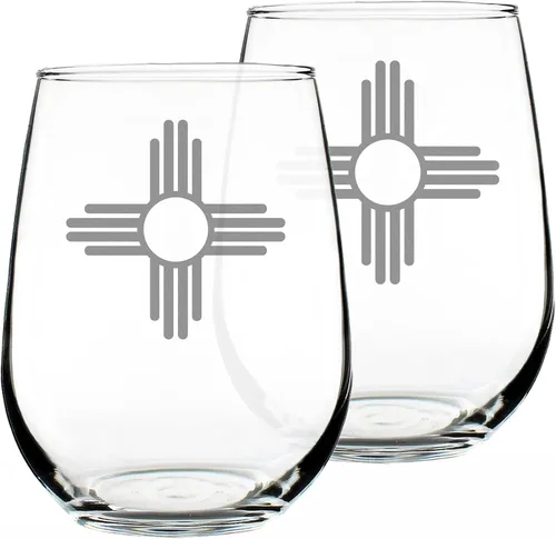 Miniatura 6 de Bevvee Copa de vino sin tallo de la bandera de Nuevo México, decoración con temática del estado y regalos para mujeres y hombres nuevos mexicanos