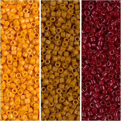 Miyuki Paquete de cuentas de semillas Delica: tamaño 11/0, calabaza opaca DB653, calabaza opaca DB651, arándano opaco DB654 - 3 tubos de 0.25 oz ea