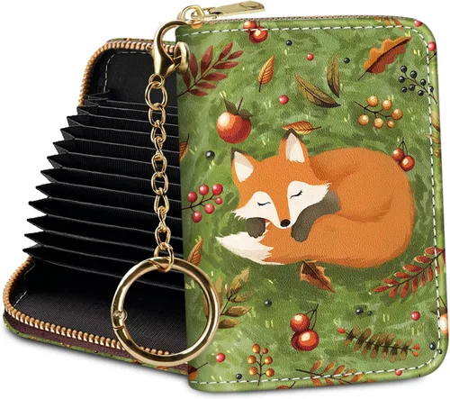 Miniatura 18 de Tarjetero Cartera RFID para Tarjetas de Crédito, Cartera Pequeña para Tarjetas para Mujeres con Llavero con Cremallera, Carteras para Tarjetas
