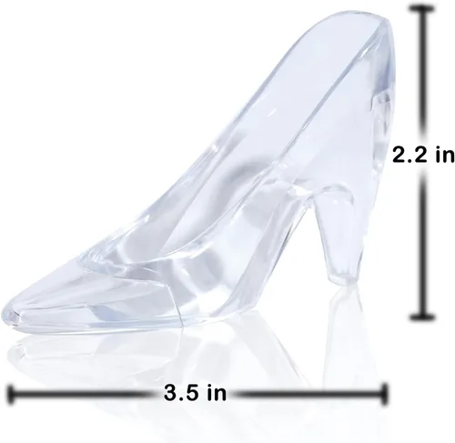 Miniatura 2 de Mini zapatillas de princesa Cenicienta de plástico, tacones de cristal, decoraciones de fiesta para bodas, recuerdos de fiesta de cumpleaños, 3.5