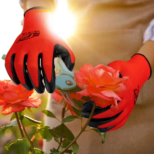 Miniatura 4 de Guantes de jardinería para hombres y mujeres, guantes de trabajo con revestimiento de goma transpirable para jardinería, 9.1 pulgadas