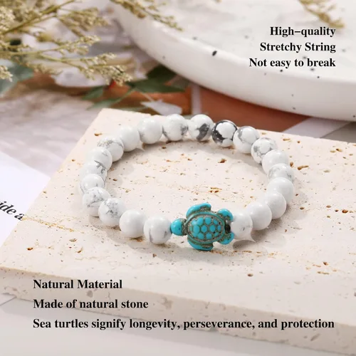 Miniatura 2 de Turtle Bracelet Sea Turtle Beaded Bracelet Father's Day gifts Natutal Stone Stretch Fits Most for Men Women Fashion Jewelry Valentines Day Gifts