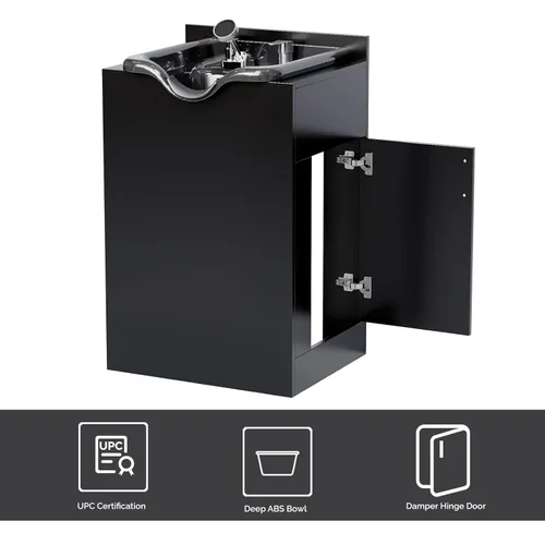 Miniatura 5 de OmySalon Cuenco de champú con gabinete, estación húmeda de salón con pulverizador, gabinete de champú, fregadero portátil para lavado de cabello