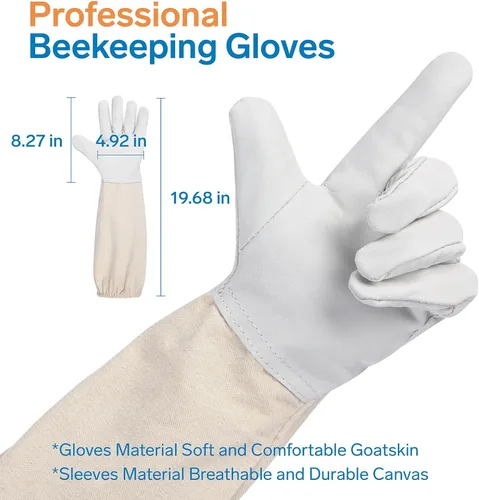 Miniatura 5 de Trajes de abeja para hombres y mujeres, a prueba de picaduras, traje de apicultura con guantes de apicultura y capucha de velo (blanco)