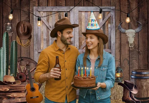 Miniatura 3 de Fondo de vaquero occidental de 7 x 5 pies, decoración rústica del oeste de la casa, de madera, granero, fotografía de fondo para niño bebé, cartel