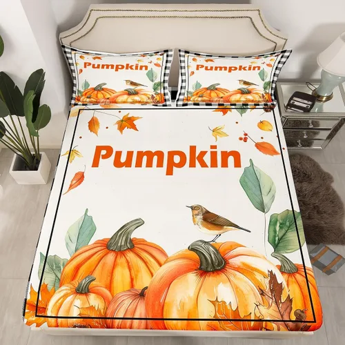Miniatura 25 de Erosebridal Divertida sábana bajera ajustable de Halloween para niños, lindo juego de ropa de cama de calabaza fantasma, decoración de Halloween
