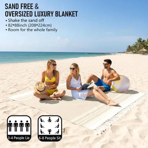 Miniatura 2 de Yongoes Toalla de Playa Turca de Gran Tamaño Manta de Algodón Gigante XL Toallas Resistentes a la Arena Enorme Lino XXL Extra Grande Grandes Mantas