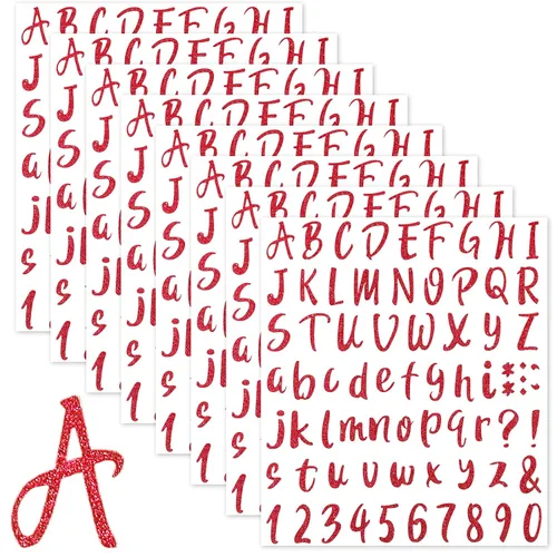 Miniatura 16 de 576 piezas de 8 hojas de calcomanías de letras de graduación, letras de vinilo autoadhesivas, calcomanías de números del alfabeto, calcomanías