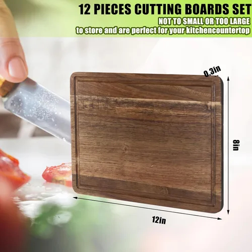 Miniatura 2 de Patelai Juego de 12 tablas de cortar lisas a granel para cocina, tablas de cortar rectangulares en blanco, tablas de servir para manualidades