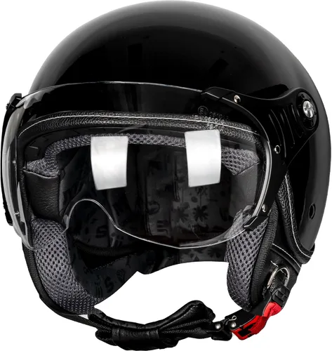 Miniatura 8 de Yesmotor Casco de motocicleta 3/4 Casco retro de cara abierta Vespa para scooters con visera transparente para hombres y mujeres - Aprobado por DOT