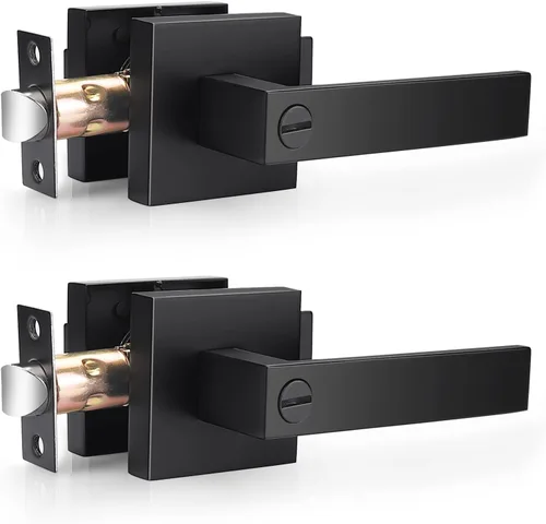 Probrico Manijas de Puerta Negras de Servicio Pesado Manija de Puerta Interior para Dormitorio y Baño, Palancas de Puerta de Privacidad sin Llave,