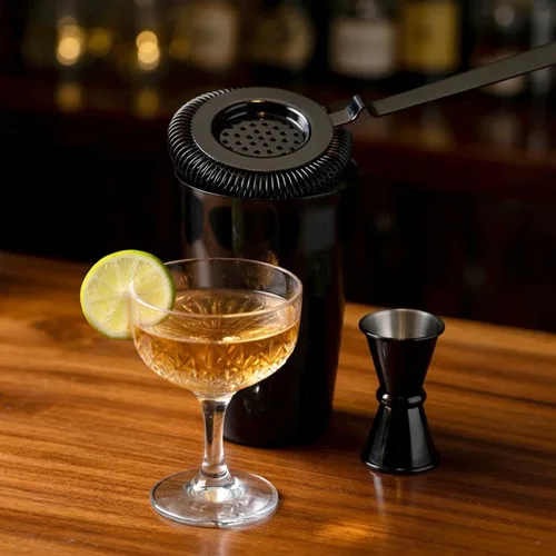 Miniatura 7 de Homestia Colador de cóctel, colador clásico Hawthorne de acero inoxidable con mango largo, colador de bebidas para bartenders profesionales, resorte