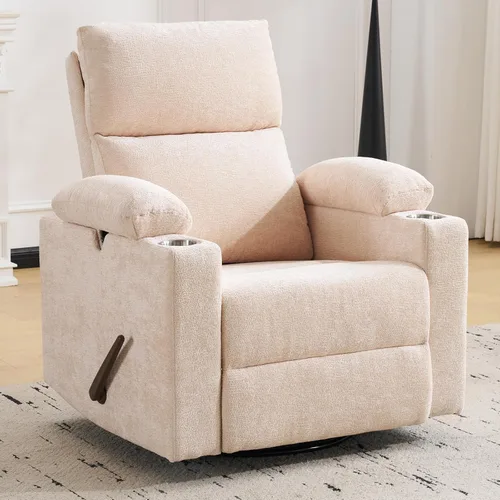 Miniatura 22 de Silla Reclinable Eléctrica de Gran Tamaño Giratoria Deslizante con Masaje y Calor, Sillón Reclinable Giratorio Mecedor con Reposabrazos Ajustables