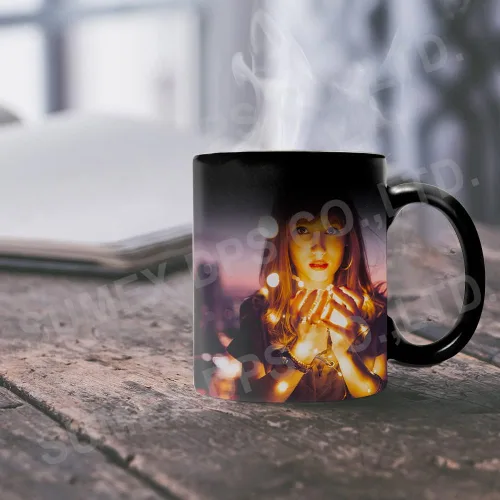 Miniatura 2 de MR.R 6 juegos de 11 oz sublimación en blanco negro mágico color cambiante de color mágico taza de cerámica con superficie brillante mate