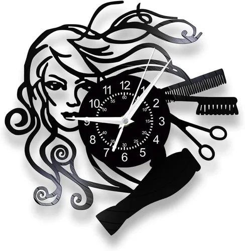 Reloj de pared para peluquería, 12 pulgadas, reloj de pared para salón de belleza, cuarzo silencioso, sin tictac, funciona con pilas, moderno, Sin