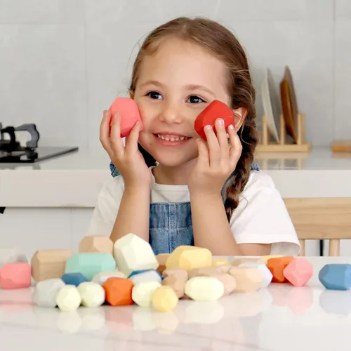 Miniatura 2 de BESTAMTOY 36 piezas de piedras apilables de madera para clasificar, juguetes sensoriales para niños pequeños, juguetes Montessori de aprendizaje