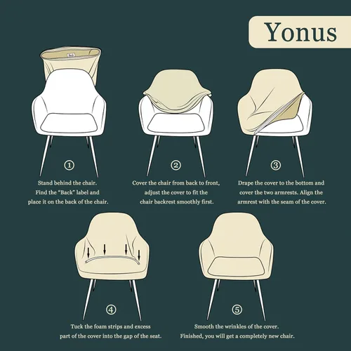 Miniatura 6 de Yonus - Fundas para Silla de Comedor, Fundas para Silla de Acento, Fundas para Silla de Brazos, Protector de Silla Desmontable, Fundas para Silla