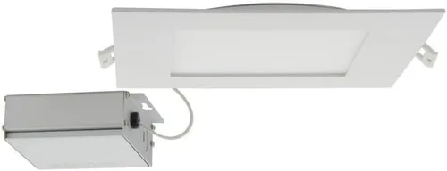 Satco CCT Downlight LED de ajuste delgado con lente plana con controlador remoto, cuadrado de 8 pulgadas, color blanco