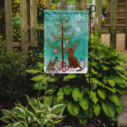 Miniatura 2 de Caroline's Treasures BB4411GF Bandera de jardín con diseño de gato abisinio con texto en inglés "Merry Christmas" para jardín, bandera decorativa