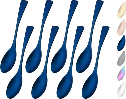 Miniatura 9 de Cucharas negras mate, cucharas pequeñas de postre de 6.0 pulgadas, mini cucharas de acero inoxidable 18/10 para café, helado, pudín, yogur, cucharas