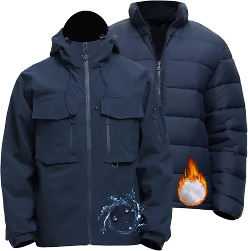 Miniatura 8 de Men's 3 in 1 Waterproof Winter Jackets Ski Warm Snow Rain Coat Puffer Liner Hood Windbreaker